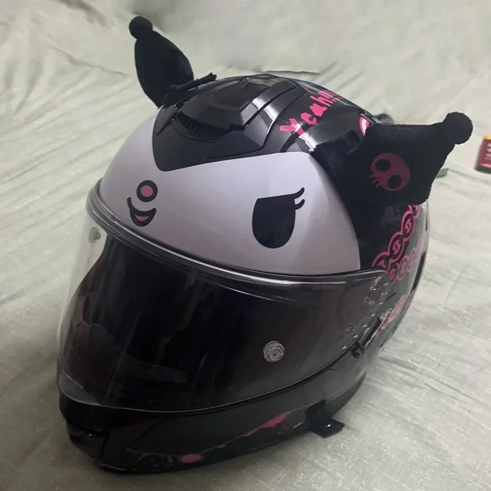 Sanrio Kuromi Helmet Full Face Racing Helmets Offroad Motorcycle Helmet Motorbike Kawaii Adult Helmets Birthday Gift Decoration