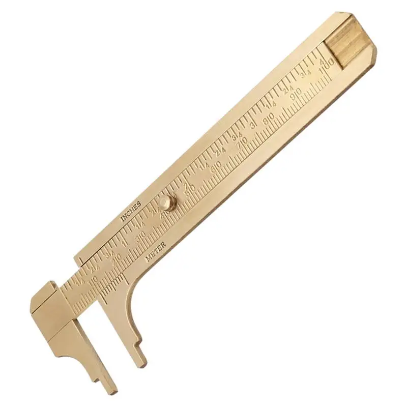 Mini Brass Caliper High-Precision Flat Caliper Measuring Tool -Scale Design Brass Pocket Caliper For Jewels Rings Jewelry