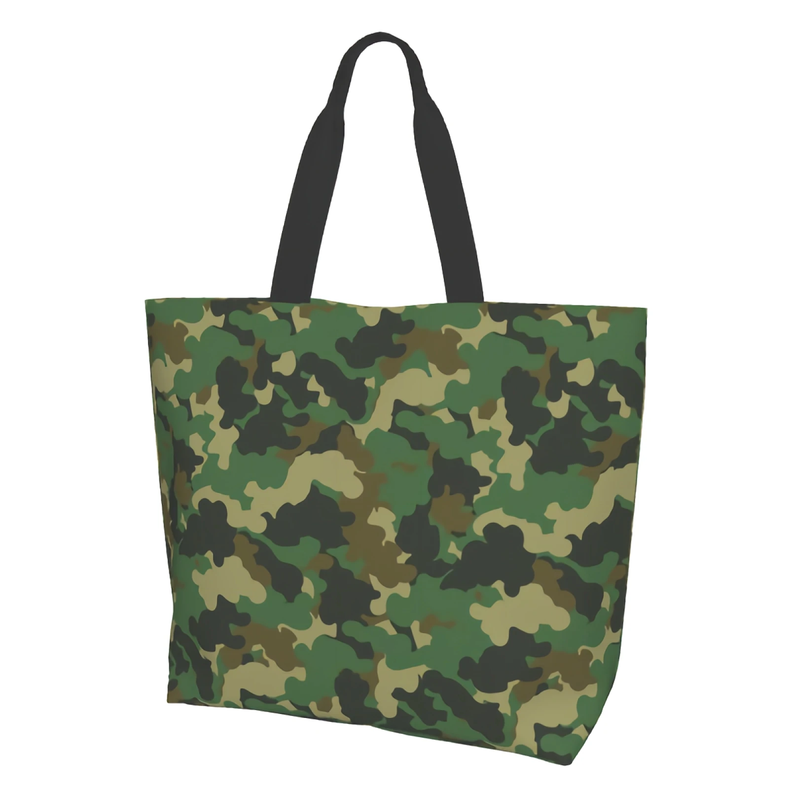 Green Abstract Camouflage Extra Large Grocery Bag Camo Forest Reusable Tote Bag Shopping Travel Storage ToteShoulder Bag