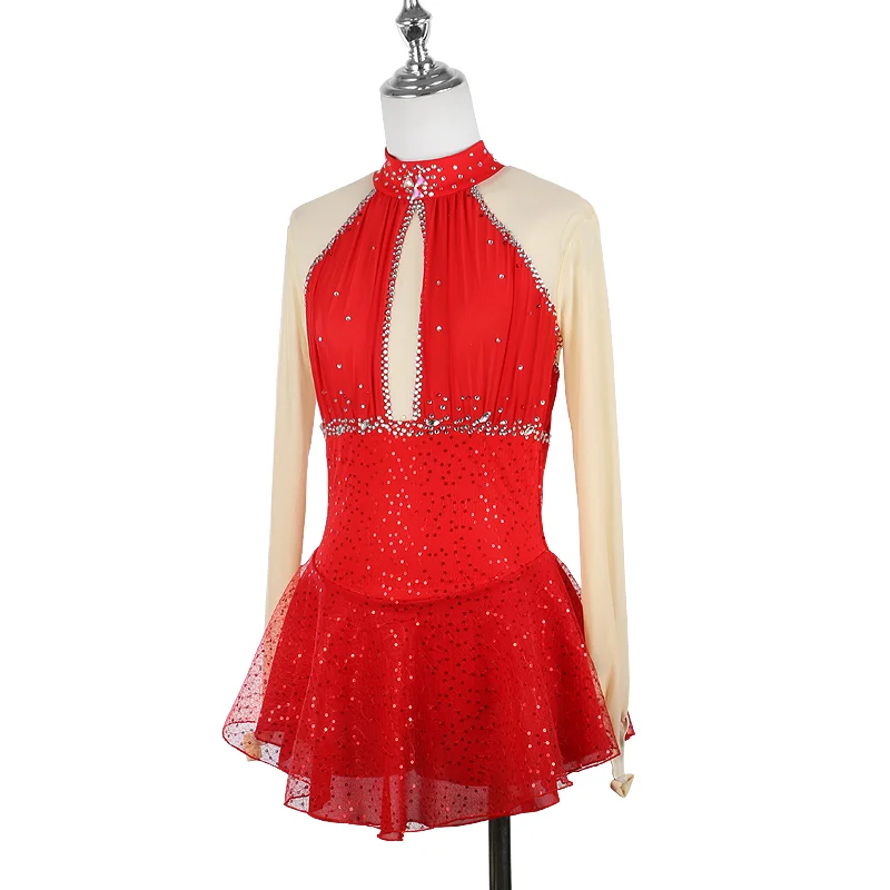 ZAGITOVA-Robe de Patinage Artistique Rouge pour Femme et Fille, Justaucorps de Performance de Ballet, AqCompetition