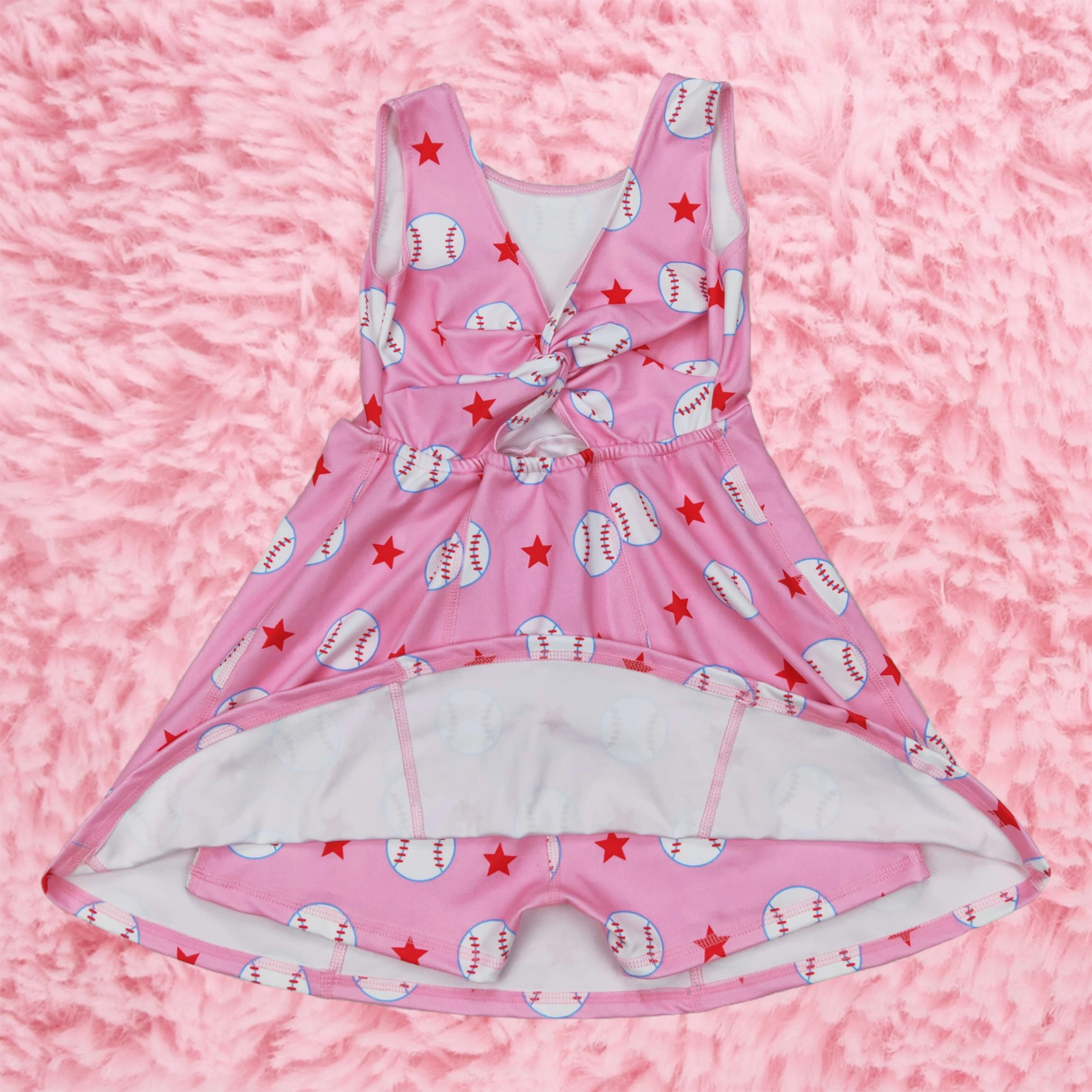 

Wholesale Toddler Baseball Stars Dress Kids Pink Bows Skort Shorts Sleeveless Baby Girl Active Wear Infant Summer Clothes