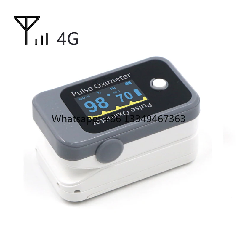 Portable 4G Cellular Enabled Fingertip Pulse LCD Display AAA Battery Electricity Powered Medical Accuracy
