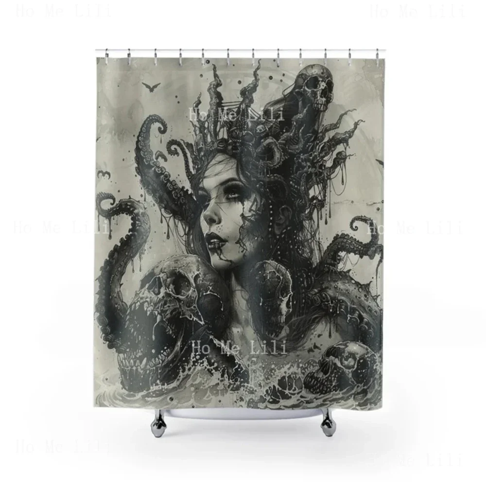 Dark Ocean Queen Shower Curtain Nautical Skull Bathroom Decor