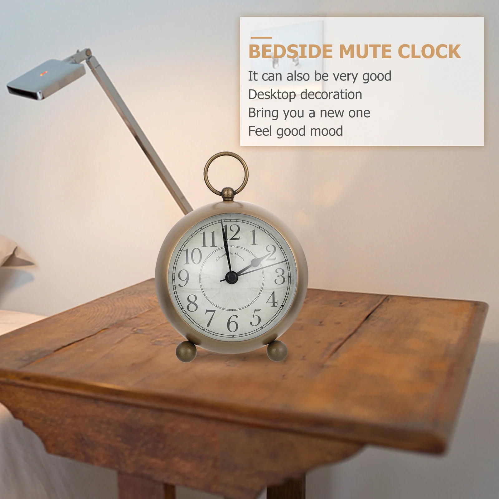 

Retro Luminous Clock Silent Tabletop Bedroom Night Decorative Home Office Kitchen Energy Saving Desktop Clock Gift