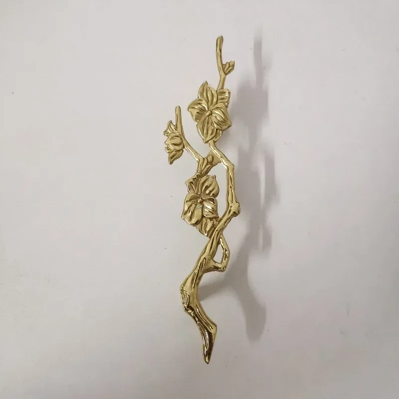 Flower Branch Brass Cabinet Door Handles Unique Drawer Handles Nightstand Pulls Dresser Knobs Closet Pulls Kitchen Fine Hardware