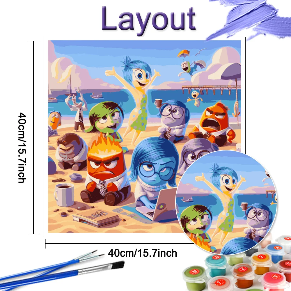 Disney Coloring By Numbers Inside Out Drawing Cartoon Oil Painting Art Materials Wall Decor Living Room