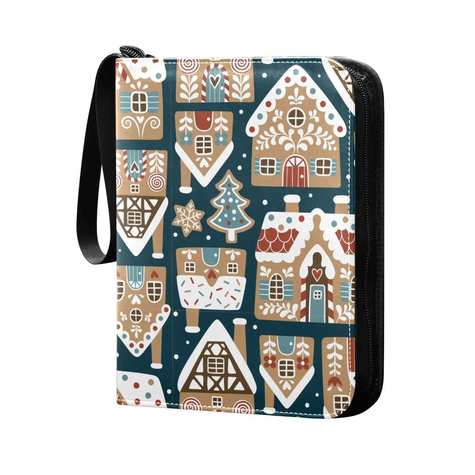 

Christmas Snow Houses 4 Pocket Cards Binder, 400 Double Sided Pocket Album for Sport Game Cards, Unique Card Collection Storage