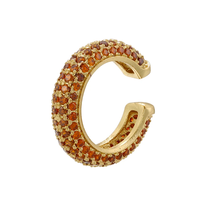 ZHUKOU C shape Ear cuffs 16 colors Cubic Zirconia women ear clips olive green clip on earrings fashion Jewelry wholesale VE131