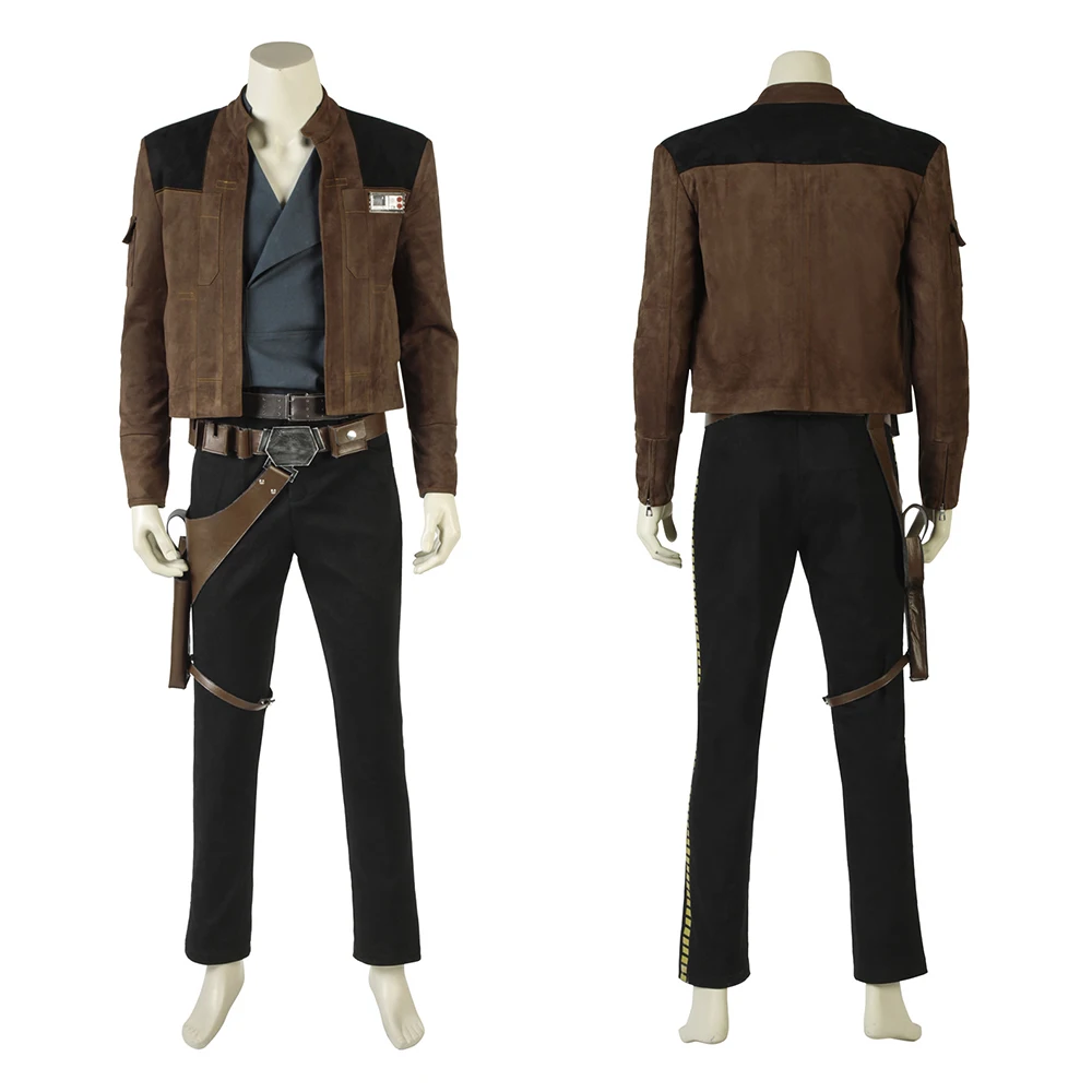 

SW Story Han Solo Cosplay Costume Suede Jacket Coat Leather Belt Holster Full Set Mens S-Wars Solo Halloween Role Play Outfits