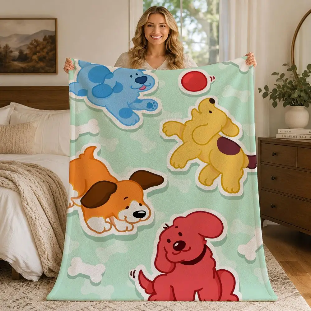 Couverture en flanelle douce et chaude Animation B-Blue s Clues, pour lit, salon, canapé