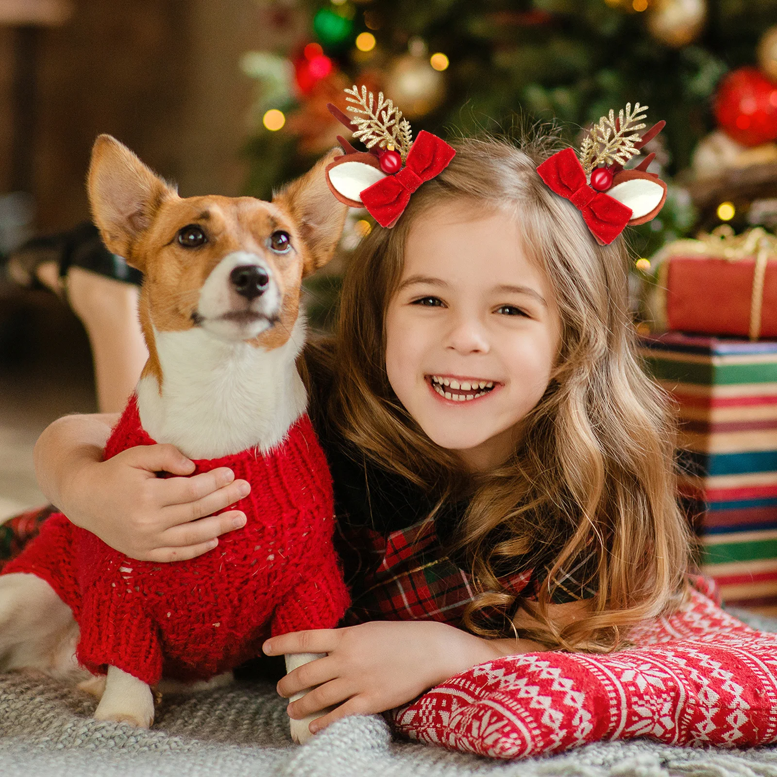 قرن الوعل حزب كليب مشبك الشعر مقاطع لطيف عيد الميلاد دبابيس الشعر عطلة حزب الشتاء إكسسوارات الشعر المشابك