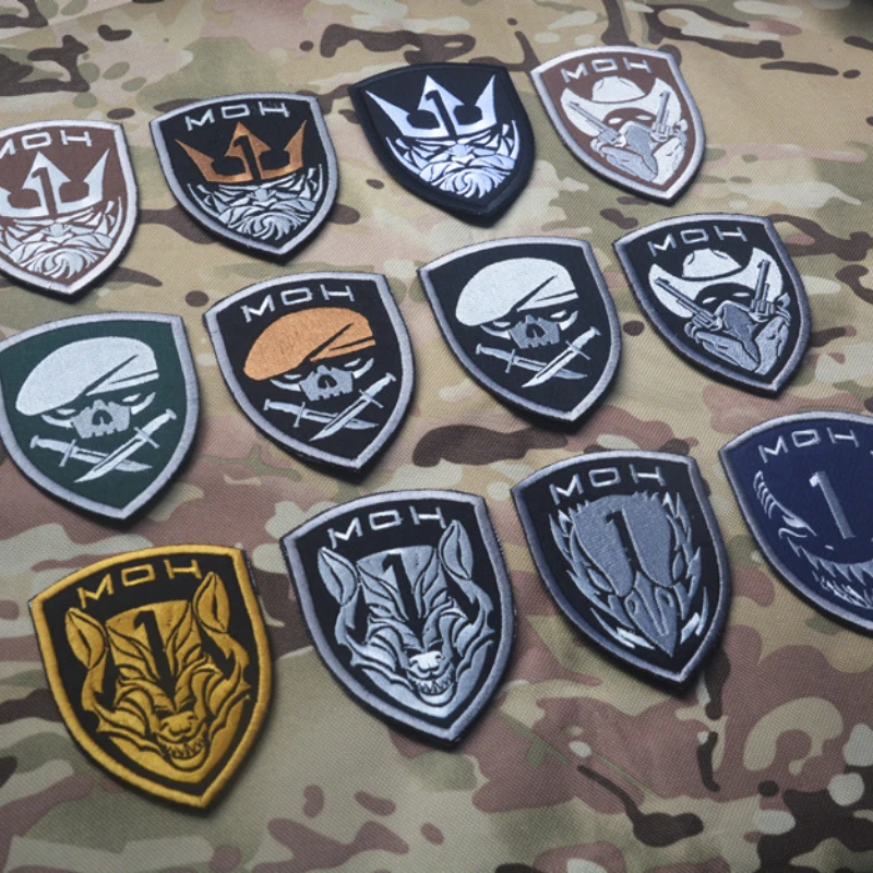 MOH Military Fan Zhang Poseidon Embroidered Magic Patch Bag Paste Halberd Armband Patches for Clothing Hook and Ring Magic Patch