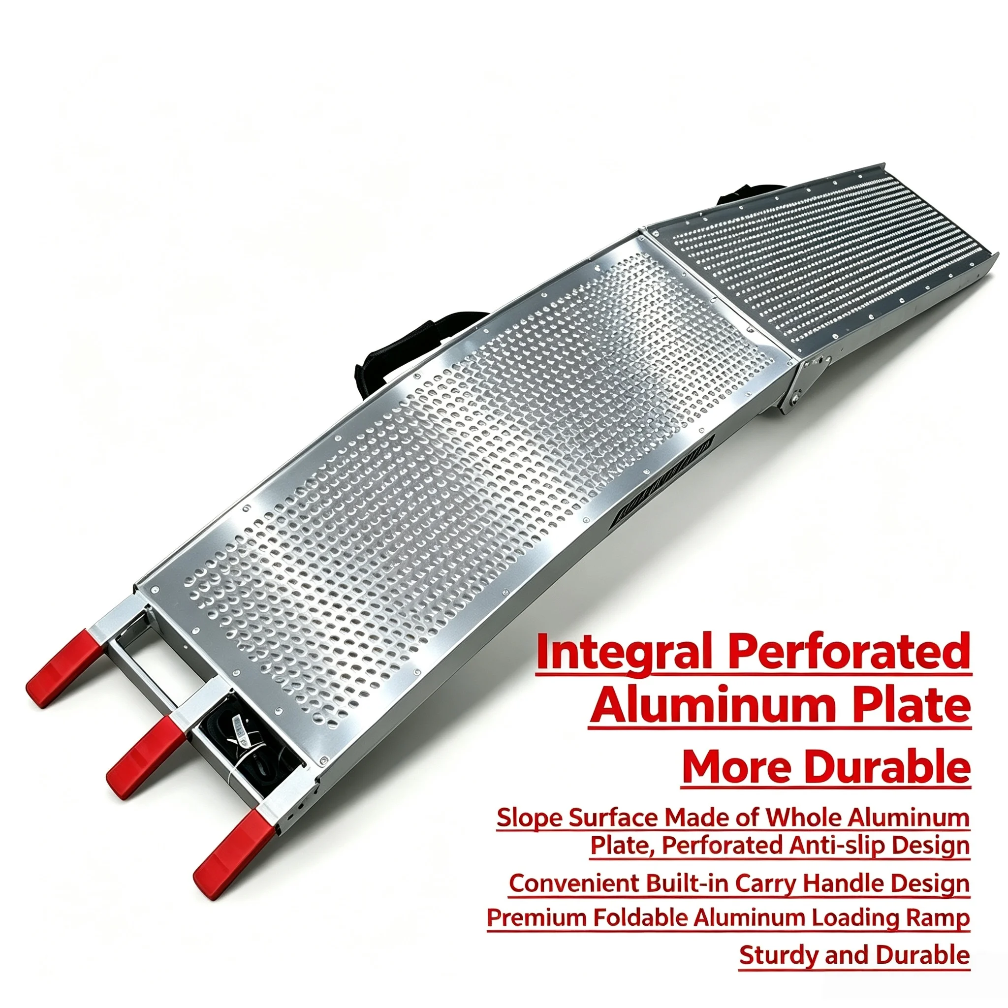 Portable Folding Aluminum Loading Ramp Ladder, Hauling Aluminum Ramp for Heavy‑Duty Motorcycle Transport