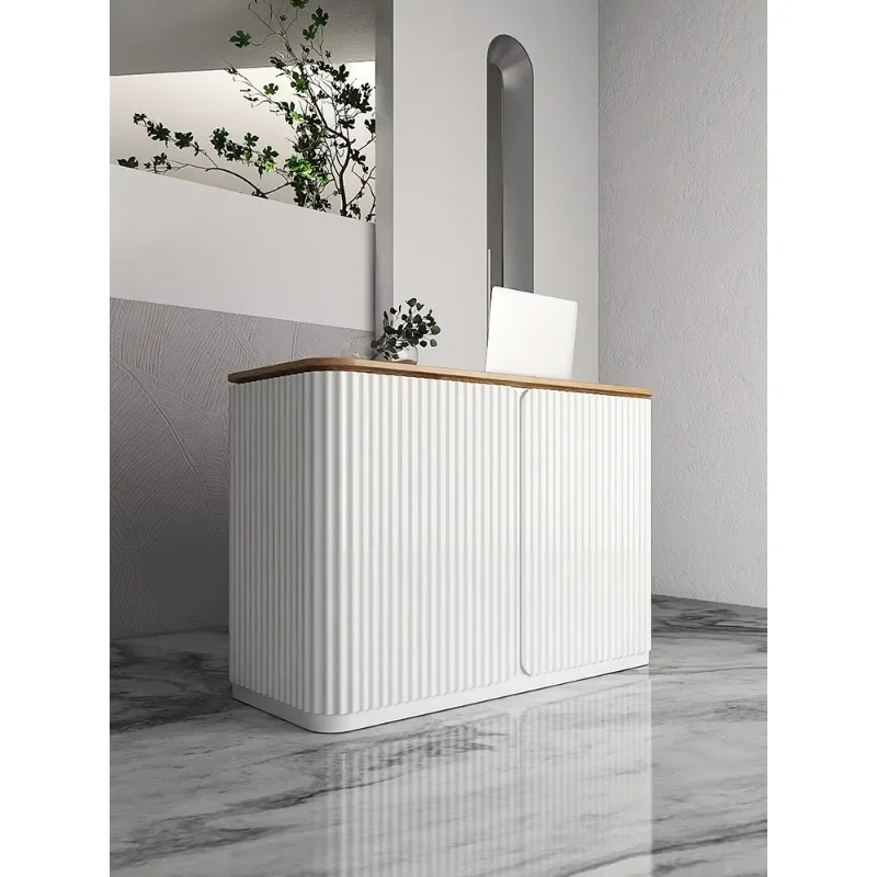 clothing store light luxury checkout page bar counter cabinet white paint small size front desk table 1.4 meters