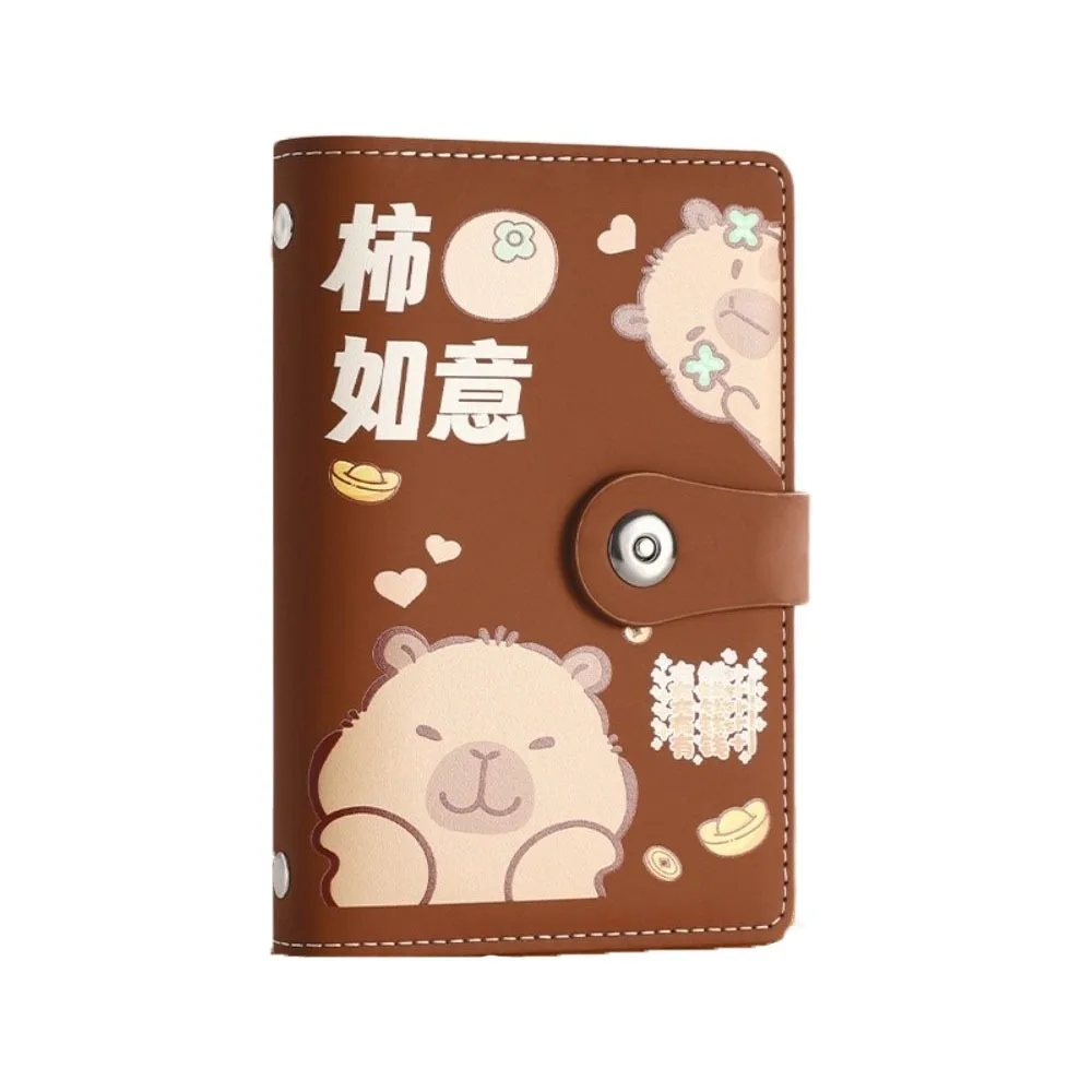 Cartoon Capybara Saving Money Binder with Password Lock PU Leather Budget Binder with Lock A6 Cash Envelopes Account Book Family