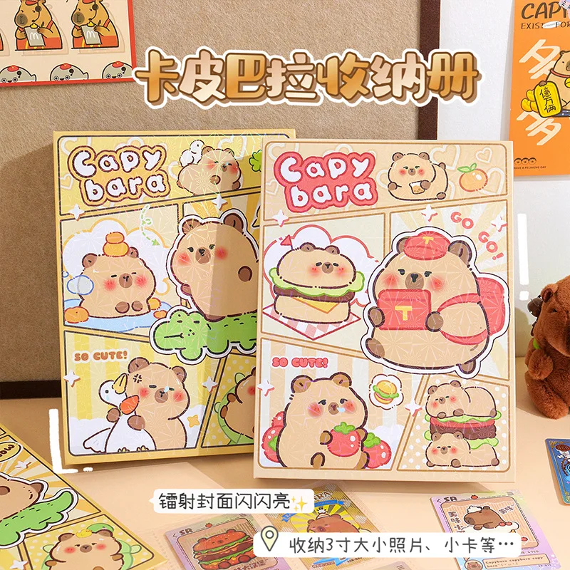 Альбом для карточек, милая капибара, маленькая книга для хранения карточек, мультяшная четырехквадратная сетка, фотоальбом Polaroid, открытка, альбом для карточек