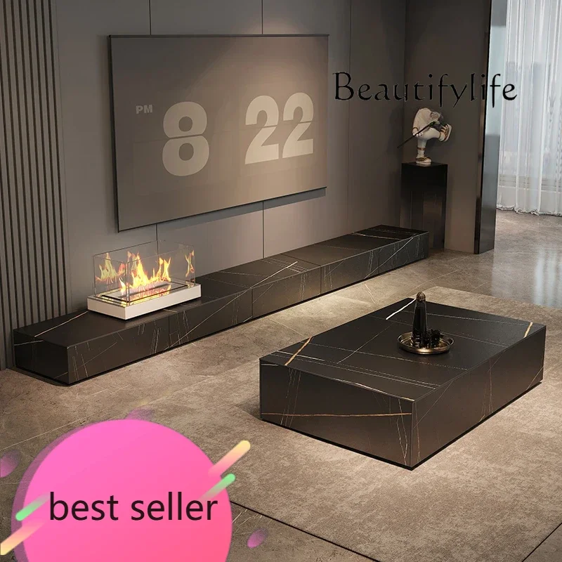 

BJ Light Luxury Rock Slab Coffee Table TV Cabinet Combination High Sense