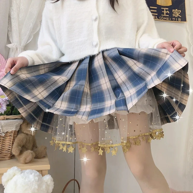 Gonna di sicurezza JK in maglia bianca per Seifuku scuola giapponese Kawaii donna pizzo stelle zucca Bloomers pantaloncini sottili estivi ragazza Lolita