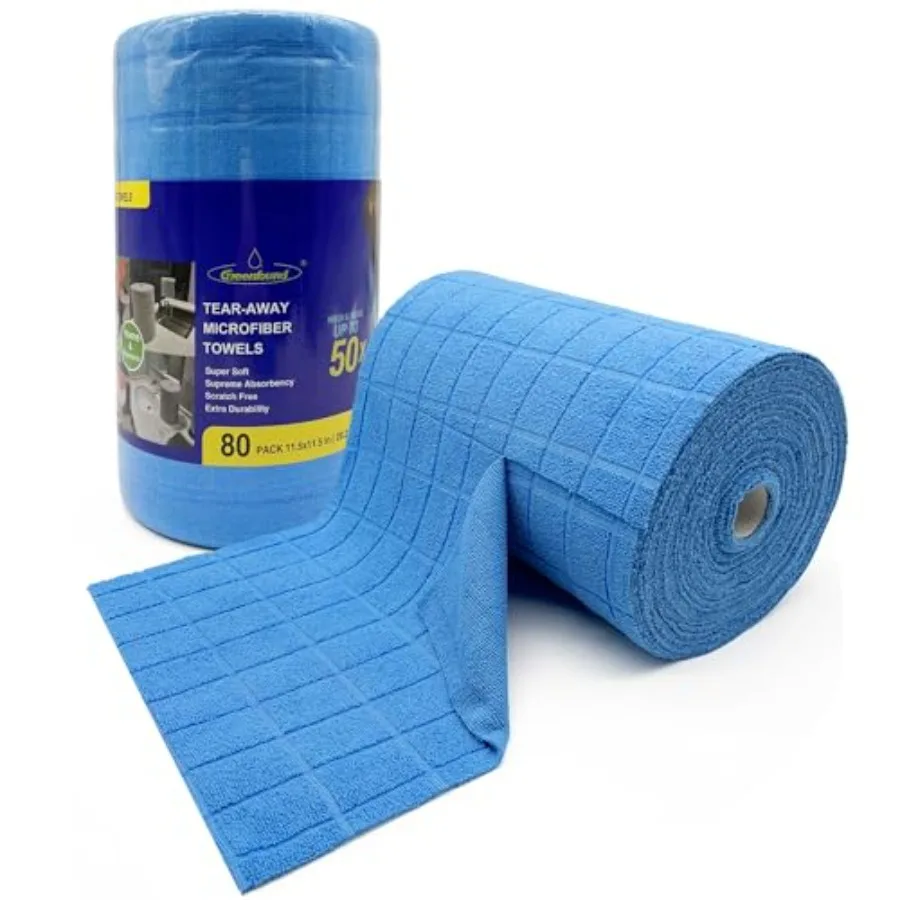 

Microfiber Cleaning Cloth Roll, 80 Pack Tear Away Towels, Reusable Washable Lint Free Scratch Free Absorbent Cleaning Rags for