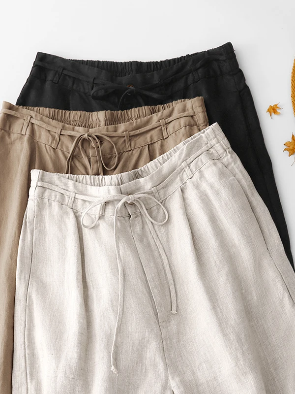 2025년 신상 코튼 린넨 스트레이트 레그 팬츠 대형 사이즈 여성용 예술적 레트로 루즈 캐주얼 와이드 레그 팬츠 플러스 사이즈 여성용