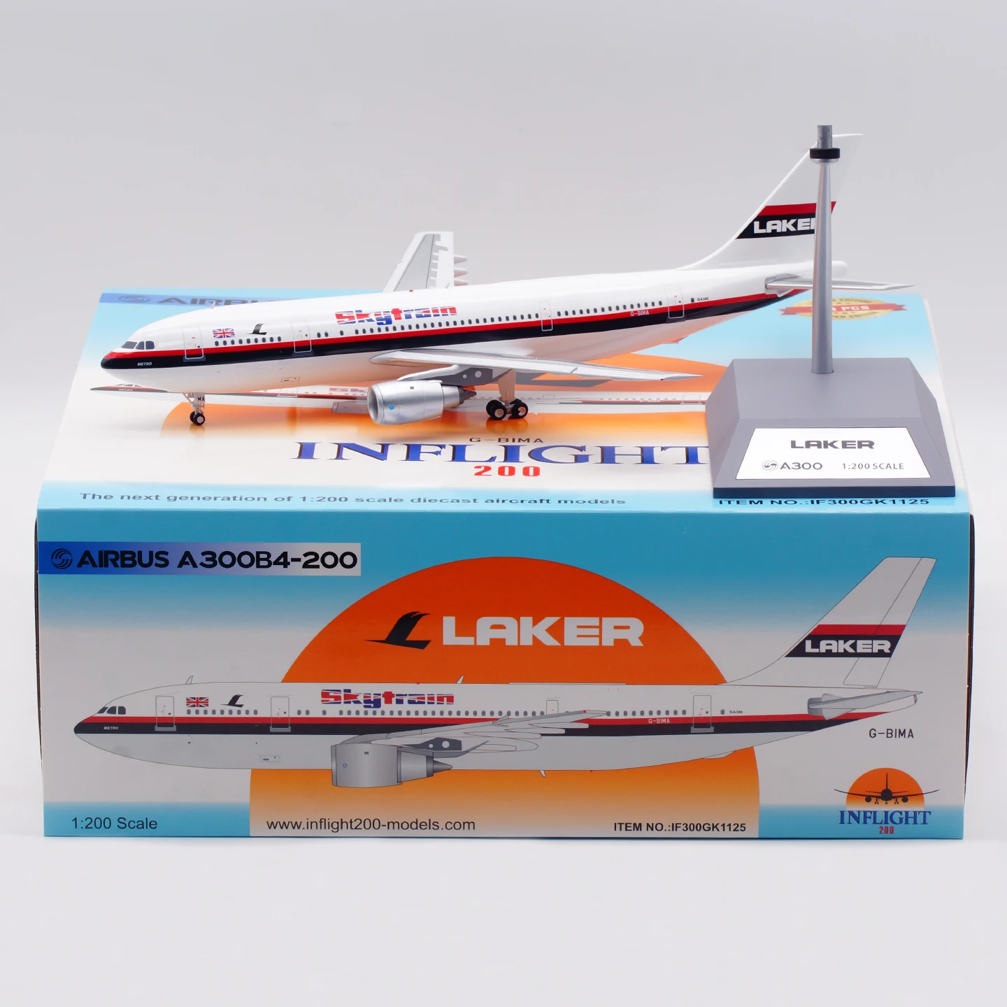 

IF300GK1125 Коллекционный самолет из сплава в подарок, INFLIGHT 1:200 Laker Airways Skytrain Airbus A300B4, литая под давлением модель самолета G-BIMA