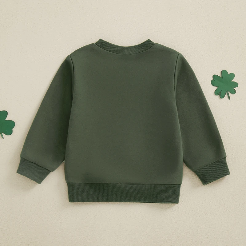 

Children s Hooded Sweatshirt Embroidered Shamrock Long Sleeve Pullover with Crew Neck for Boys and Girls Casual Winter