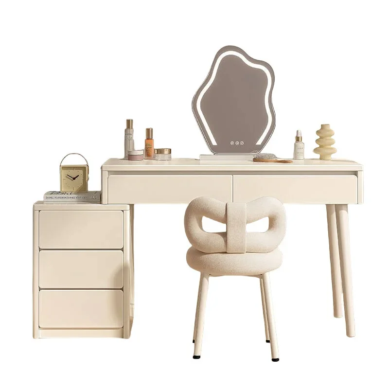 

Cream wind dressing table bedroom modern simple light luxury chest dressing table integrated makeup table