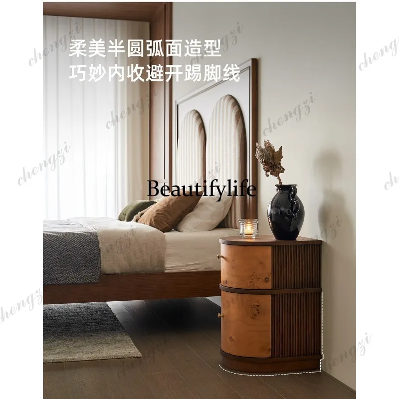 Bedside table French medieval household side few bedrooms solid wood storage retro chest