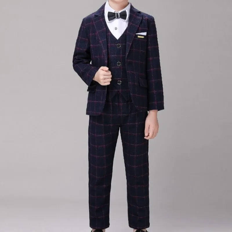 

Checkered Mini Suit for Boys Spring Autumn New Arrival Kids Formal Wear British Style Blazer Ready to Ship