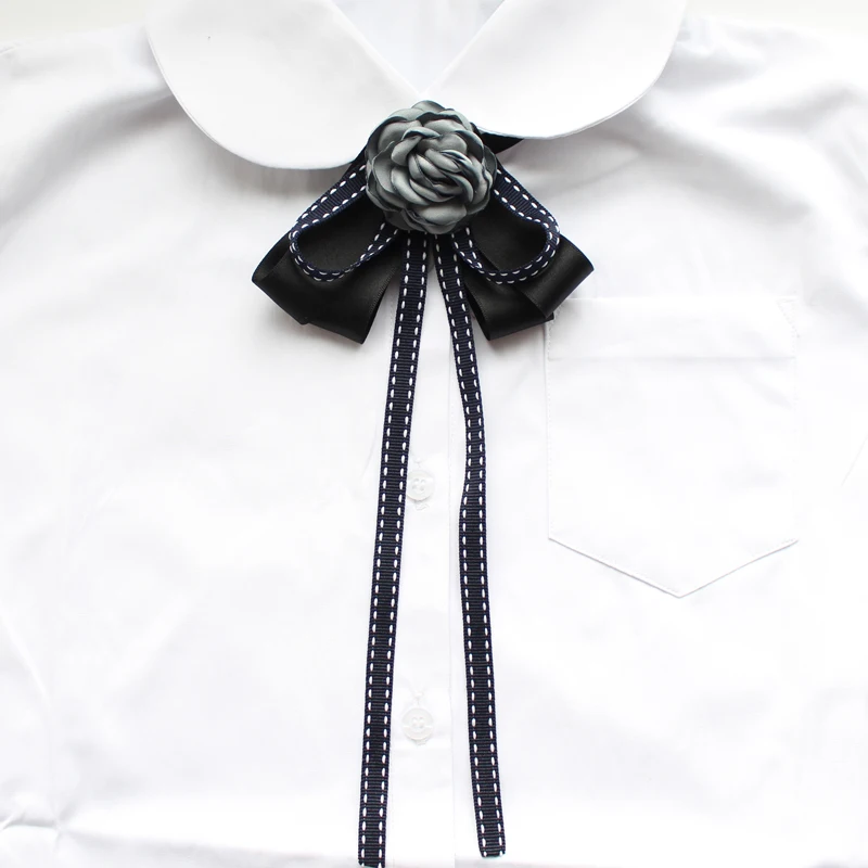 Versatile streamer brooch bow tie women's British collar flower pin large bow shirt collar decoration collar pin