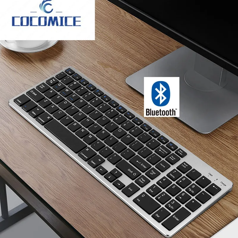 Bluetooth Keyboard Rechargeable Portable BT Wireless Keyboard with Number Pad Full Size Design for Laptop Desktop PC Tablet