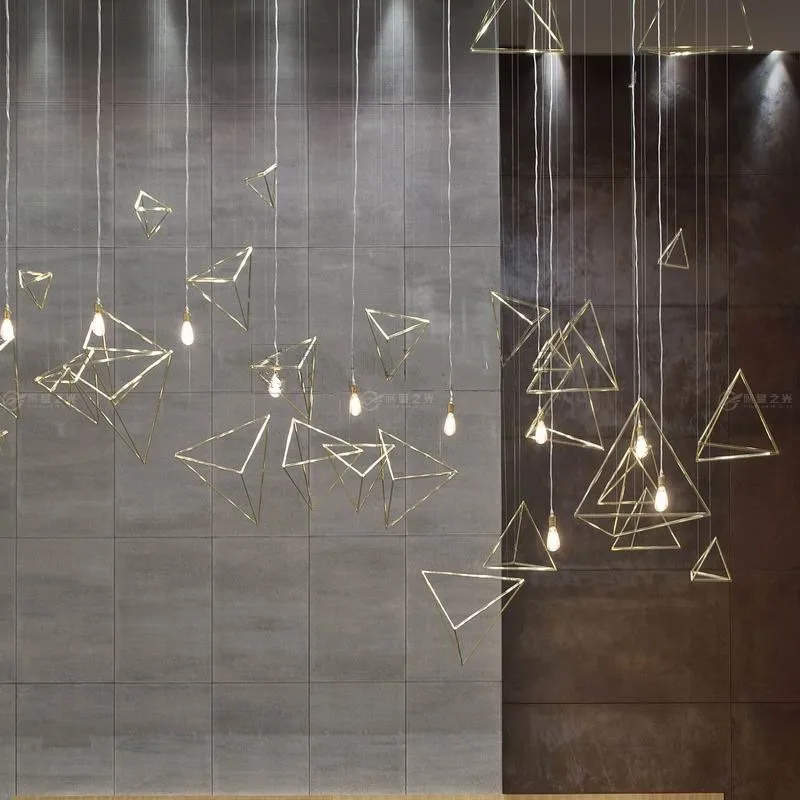 Stainless steel metal pendant sales department shopping mall atrium front desk corridor entrance stairs triangular air pendant