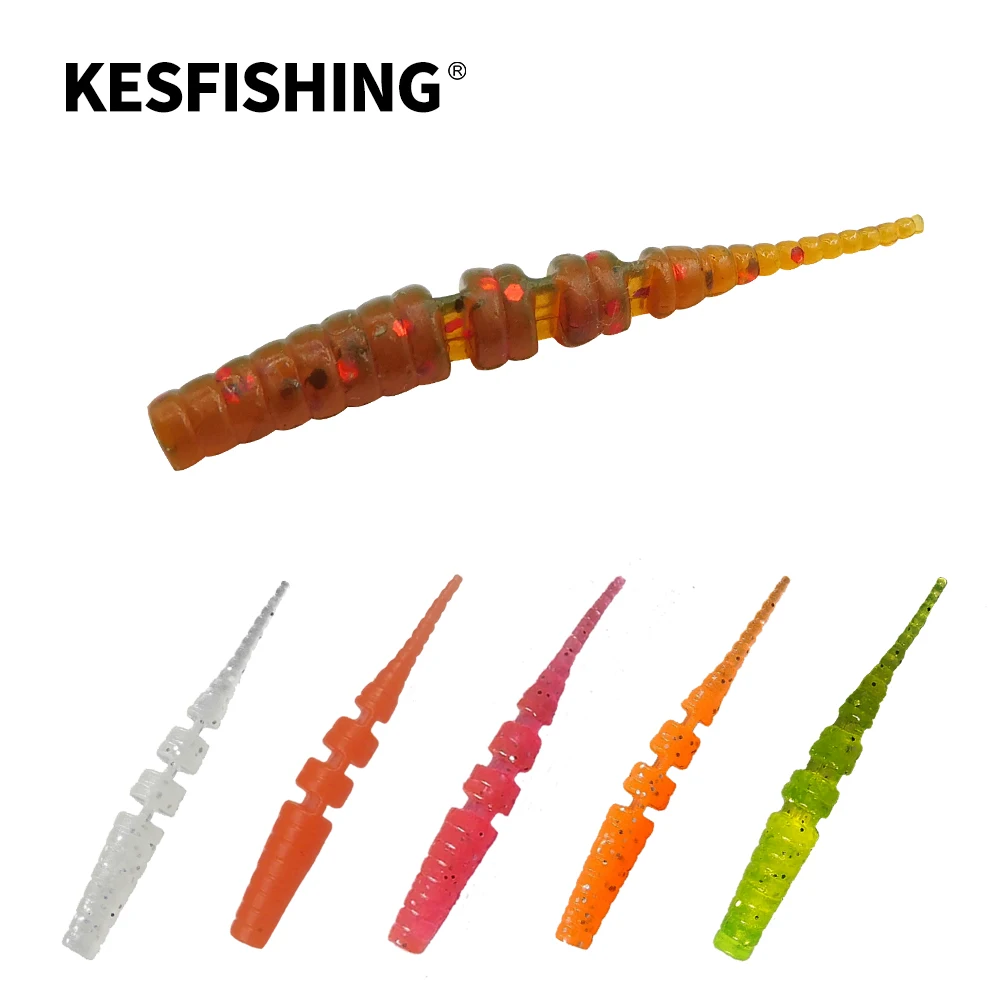 KESFISHING Jig Worm Lures Polaris 42mm Pesca Bass Trout Winter Ice Fishing Injection Salts and Scents Soft Baits