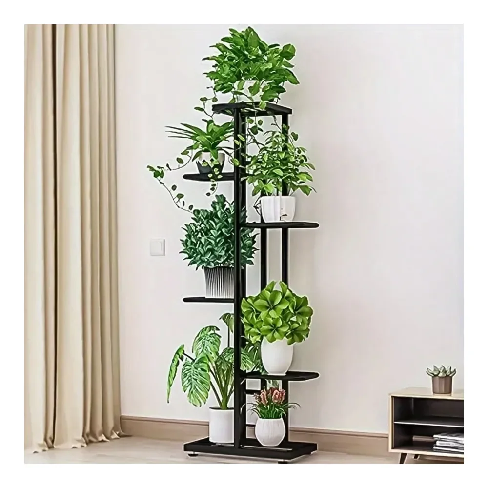 

Tier 7 Potted Gold Plant Stand Indoor Outdoor With Gardening Tools And Gloves, graded Corner Metal Plant Rack Shelf For Multi