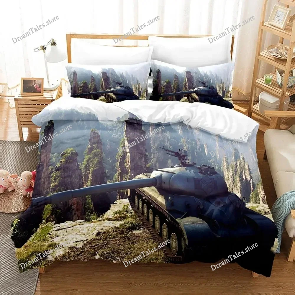 Tank Duvet Cover Set King Size War Theme Bedding Set Dirt Bike Quilt Cover for Kid Boys Men Comfortable Microfiber Quilt Cover36