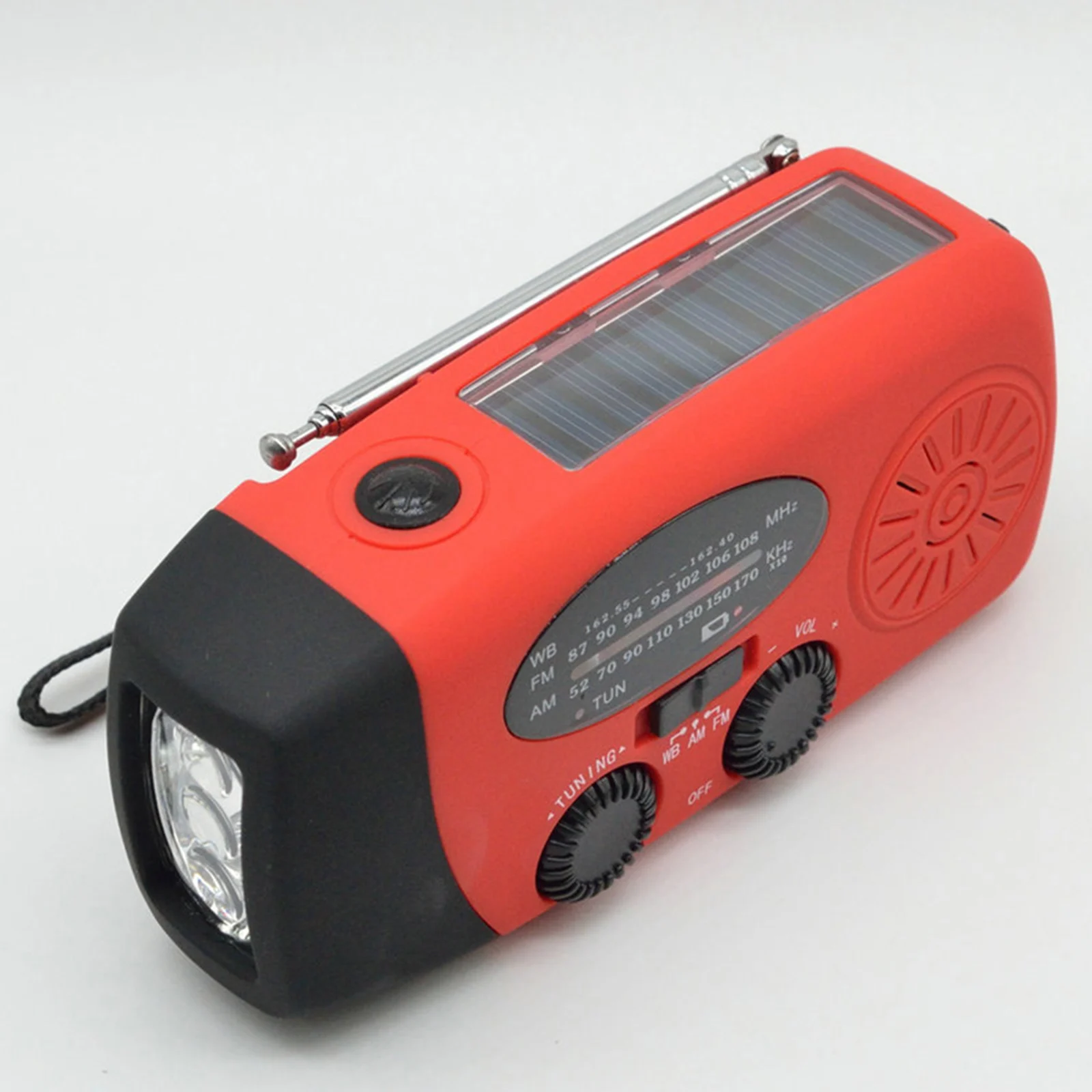 Rádio Portátil com AM/FM, Lanterna, Lâmpada de Leitura, NOAA, Fonte de Energia Móvel para Emergências, Alimentado por Energia Solar e Manivela