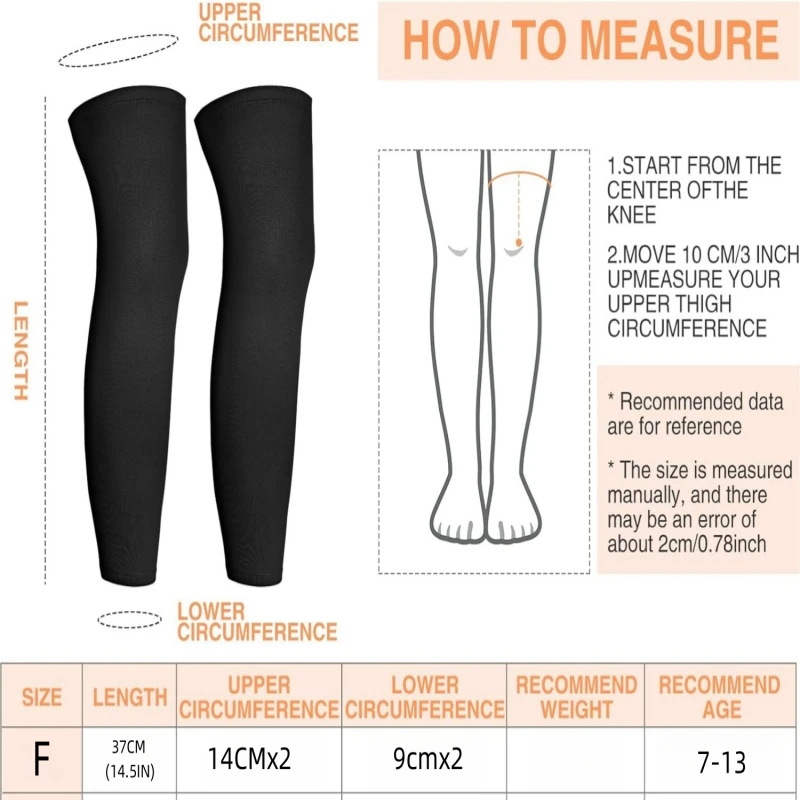 Kids Long Compression Leg Sleeves Non Slip UV Protection Thigh Calf for Boy Girl Youth  Basketball Running Sport 2Pairs