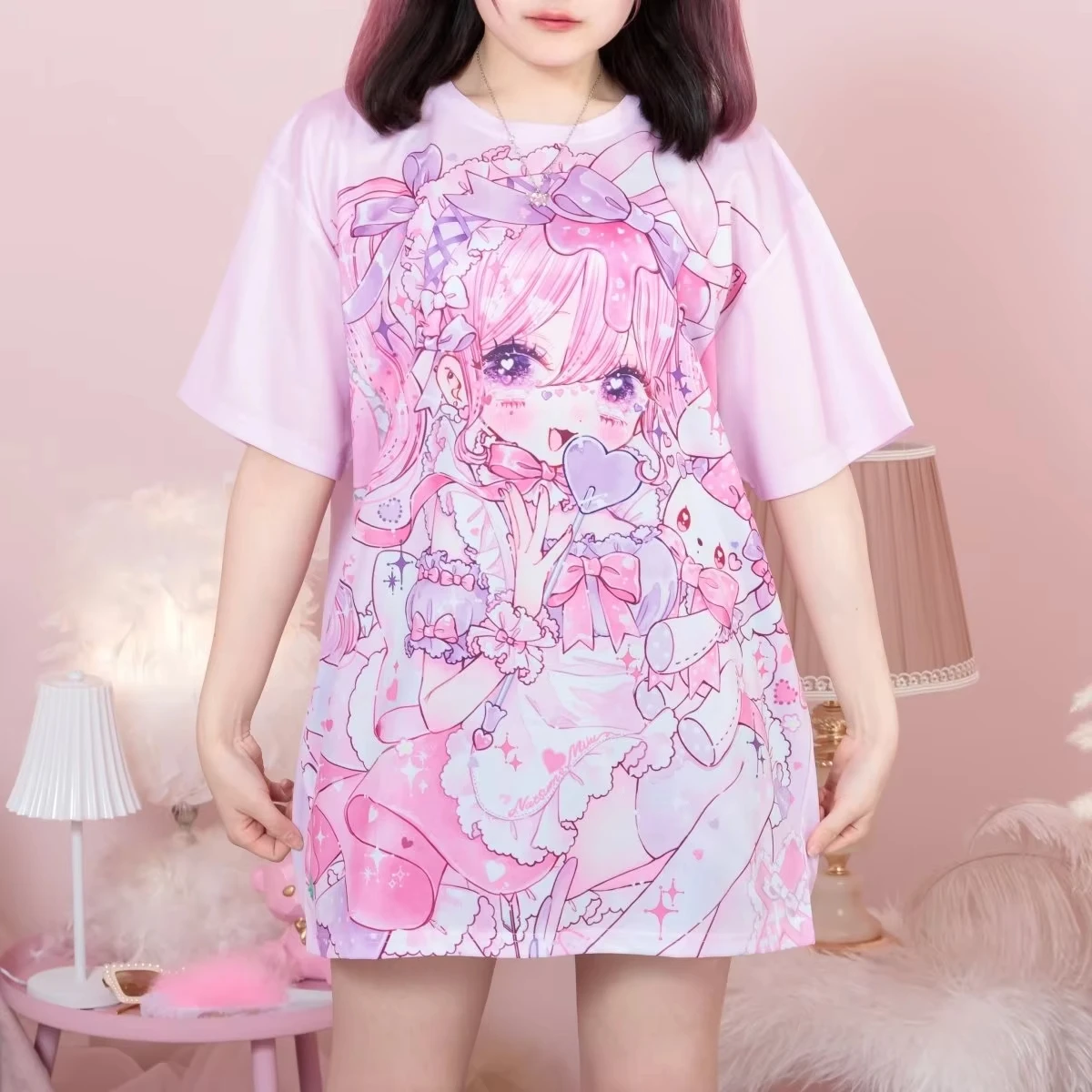 Japanischer Landmine-Stil Anime-Print Atmungsaktives Lockeres T-Shirt Kurzarm Y2K Harajuku Subkultur Erwachsene-Kinder 2026 Spezial – Detail 5