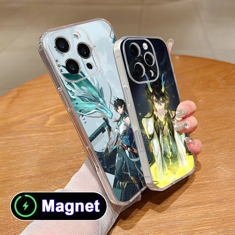 

HSR Dan Heng Clear TPU Magsafe Mobile Phone Case for iPhone 17 16 15 14 13 12 11 Air Pro Max Plus Mini Colorful Cover