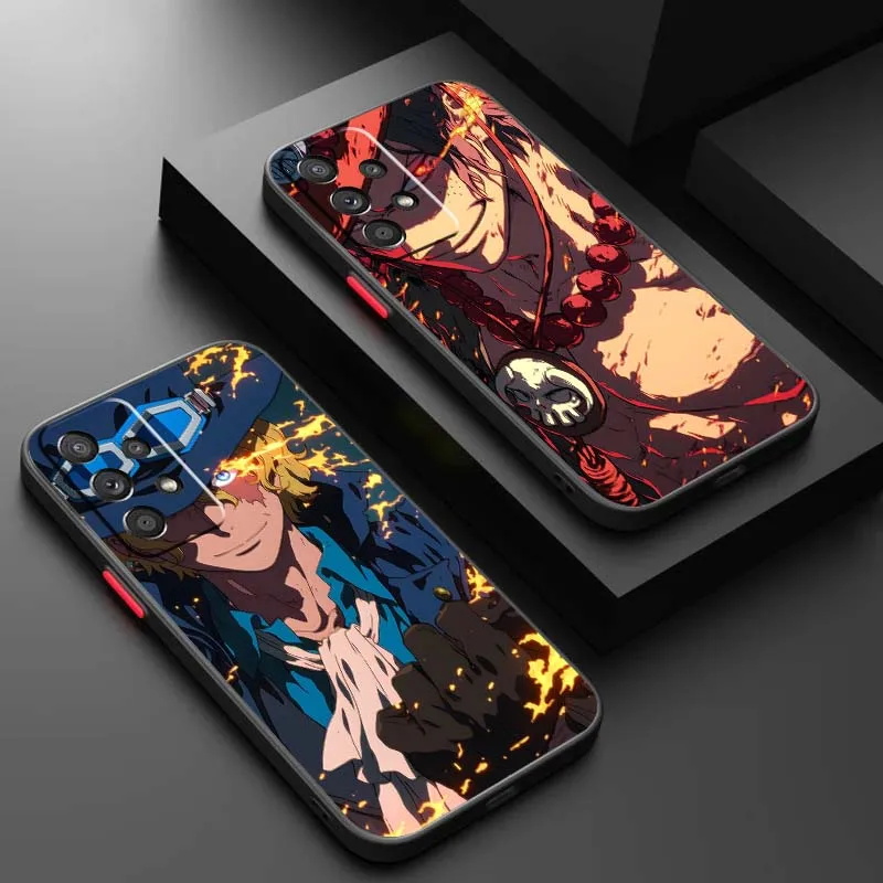 

Luxury One Piece Luffy Art Phone Case For Samsung A73 A72 A71 A55 A54 A53 A52 A51 A35 A25 A15 A14 5G Frosted Translucent