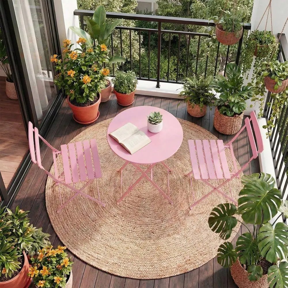 Bistro Table And Chairs Set Of 2, 3Pieces Patio Bistro Set, Folding Design, No Assembly Need, Outdoor Indoor Outdoor Patio Furni