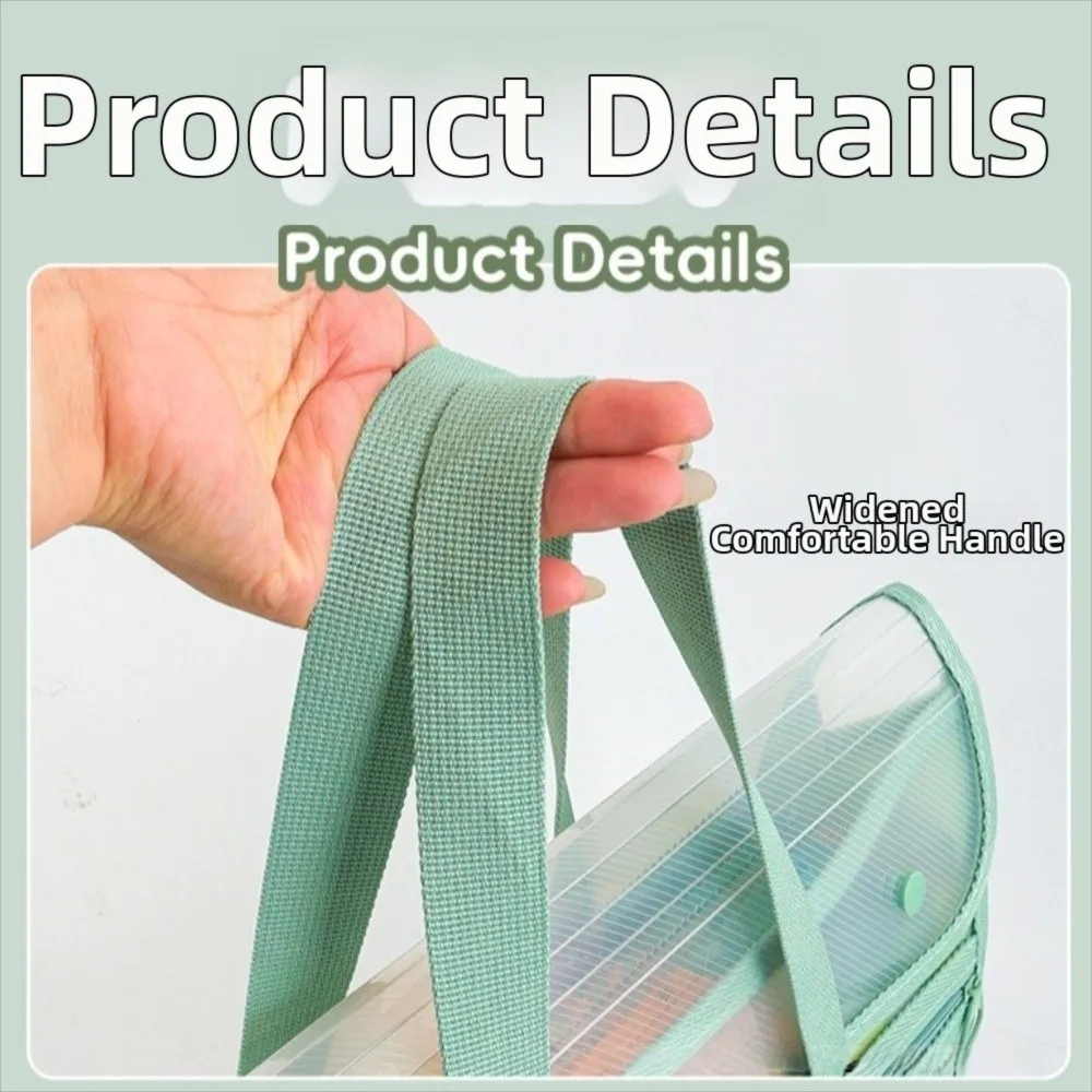 Large Capacity Horizontal Flip-Top PP Twill Binder Waterproof Lightweight File Storage Bag with Transparent Panel Portable