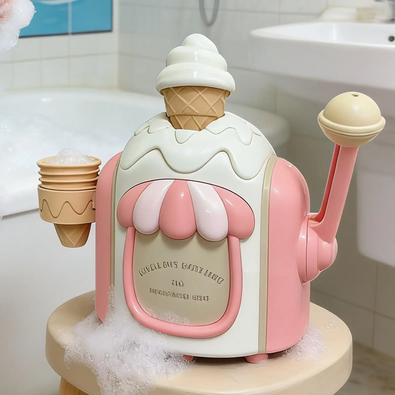 Bath Bubble Ice Cream Maker Educational Pretend Play Water Toys Ice Cream Bath Toy Bath Bubble Maker for Shower Pool Indoor