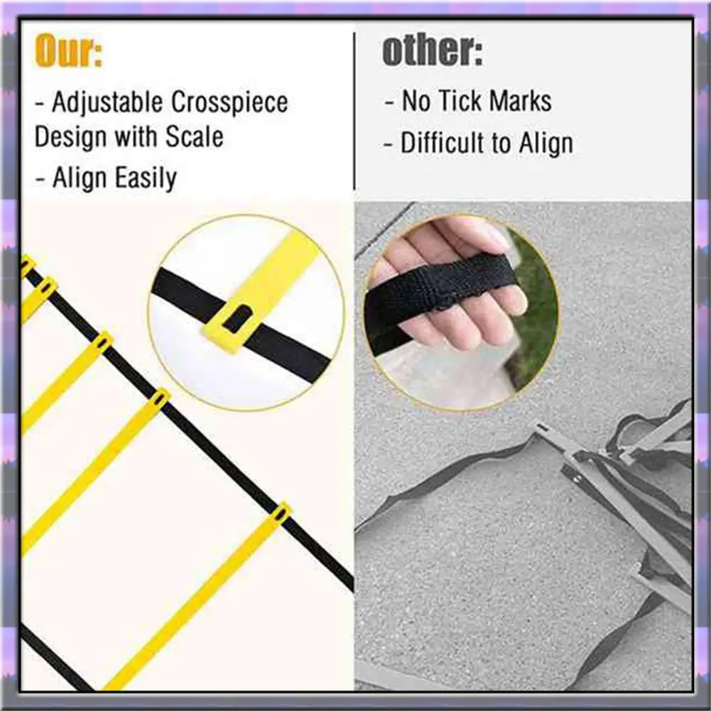 ABJX 새로운 민첩성 사다리 세트 축구, 스포츠 훈련을위한 12 축구 훈련 디스크가있는 20Ft 조정 가능한 속도 훈련 사다리