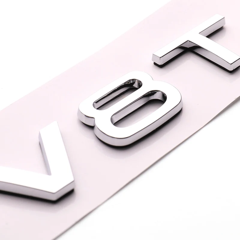 3D ABS Chrome Black V8T Logo V6T Emblem Letters For Car Stickers A4 A1 A5 Q3 Q5 Q7 S5 A6 V6T S8 V8T Badge Decal Accessories