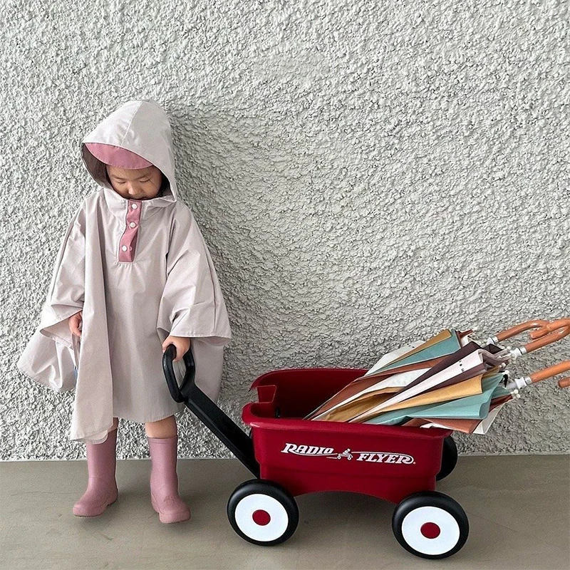 

Kids Raincoat Korean Hooded Solid Waterproof Children Foldable Reuseable Rain Coat Kindergarten Outer Cloak Rainwear Kids Poncho