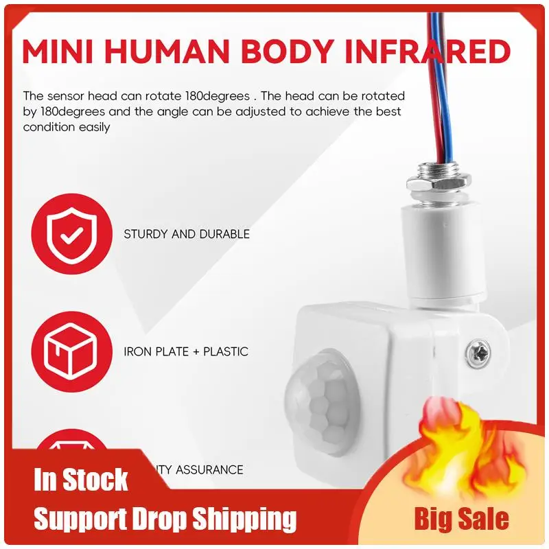 Лучшие предложения 220 В мини инфракрасный датчик человеческого тела инфракрасный датчик тела переключатель светодиодный прожектор PIR датчик движения регулируемый
