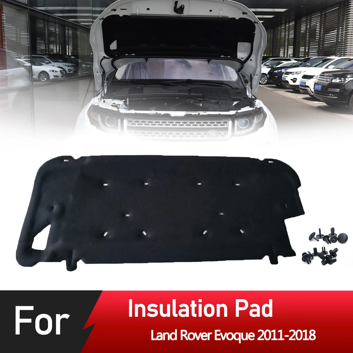 Front Engine Hood Insulation Pad Heat Sound Cotton Soundproof Mat Cover Foam Fireproof for Land Rover Evoque 2011-2018