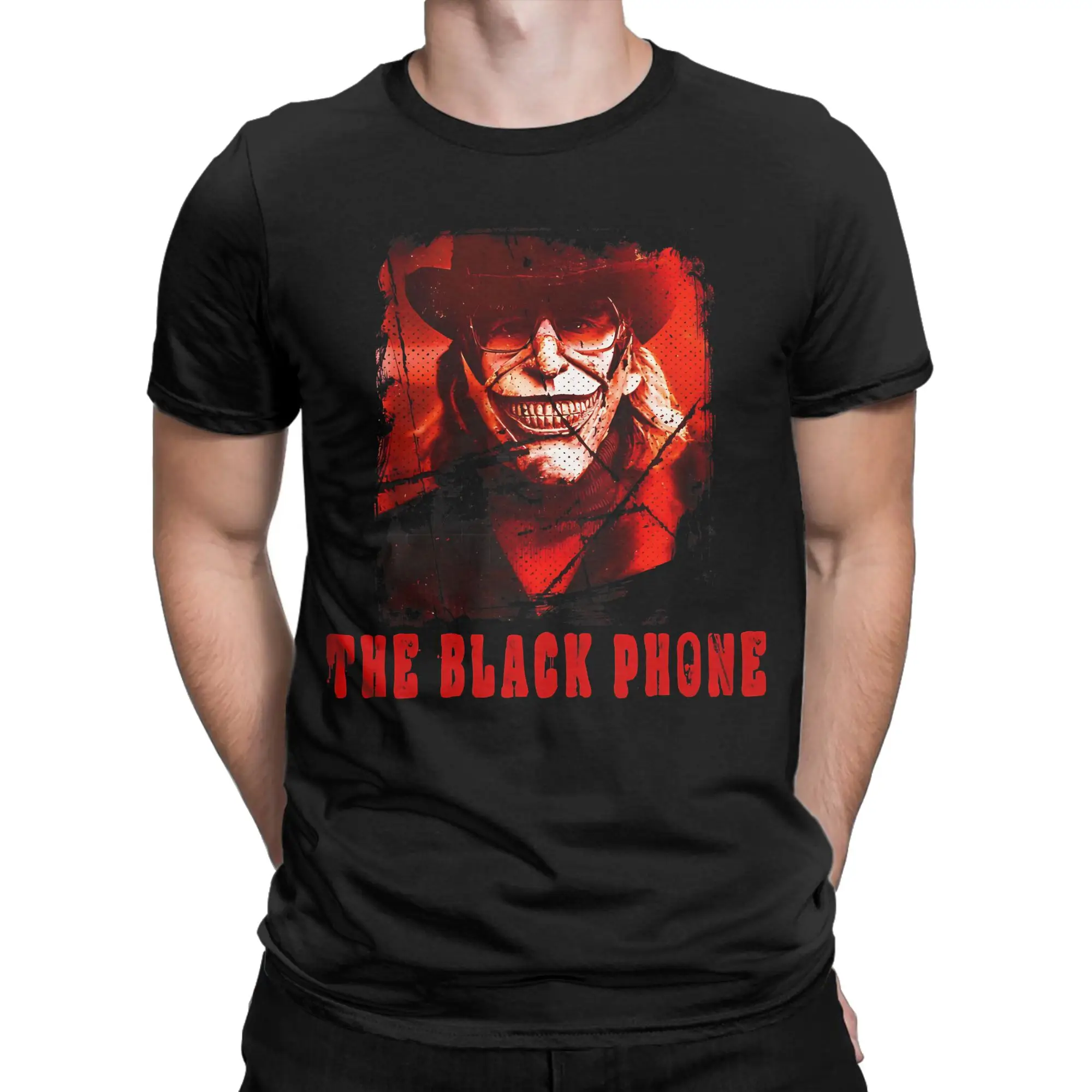 The Black Phone Horror Movie  Men's T Shirts  Awesome Tees Short Sleeve Round Collar T-Shirt 100% Cotton Plus Size Clothes