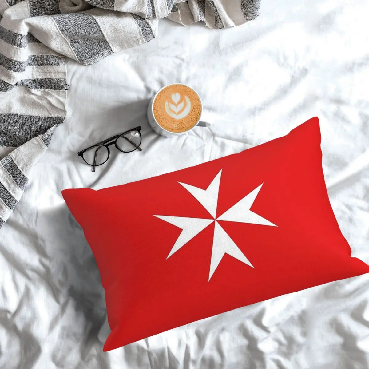 Maltese Cross Flag Rectangle Pillowcase Cushion Cover Decorative Bedroom Bed Home Comfort Throw Pillow